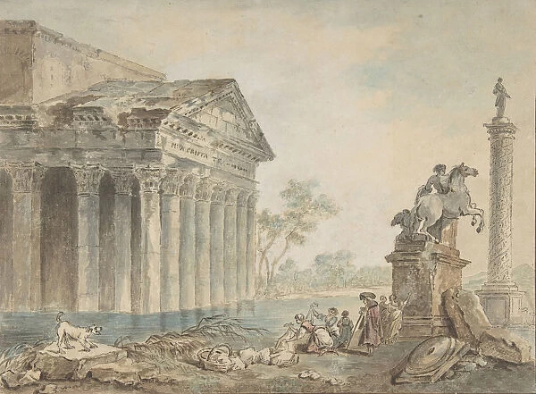 Architectural Capriccio with Roman Monuments and Washerwomen, n.d