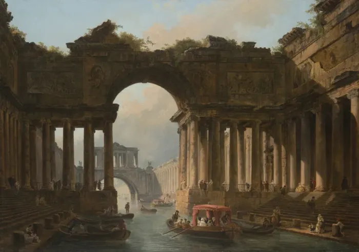 Framed Print : Architectural Caprice with a Canal, 1783