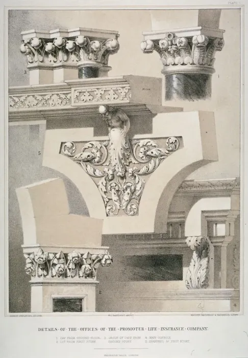 Framed Print : Architectural details, Fleet Street, City of London, 1861. Artist: Robert Dudley Framed Print : Architectural details, Fleet Street, City of London, 1861. Artist: Robert Dudley