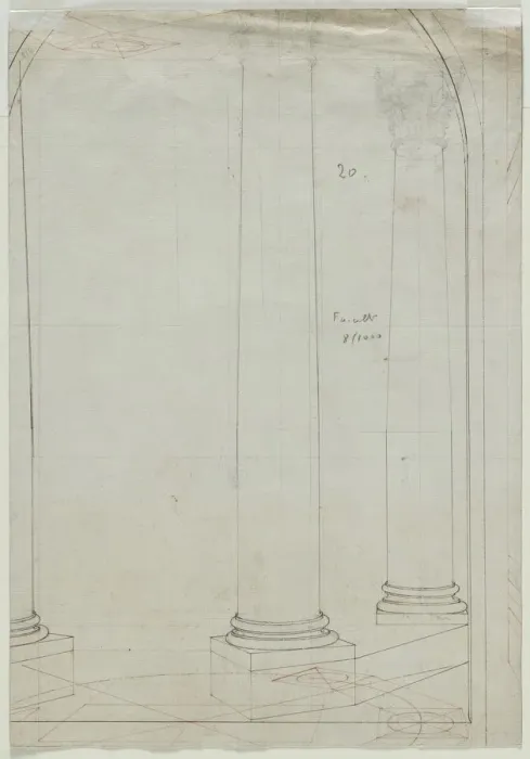 Framed Print : Architectural Drawing of Columns (verso), c. 1810-1820. Creator: Pietro Fancelli (Italian Framed Print : Architectural Drawing of Columns (verso), c. 1810-1820. Creator: Pietro Fancelli (Italian