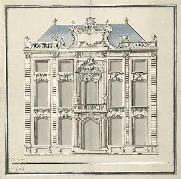 Architectural drawing, design for a house, 1752-1767. Creator: Joseph Massol