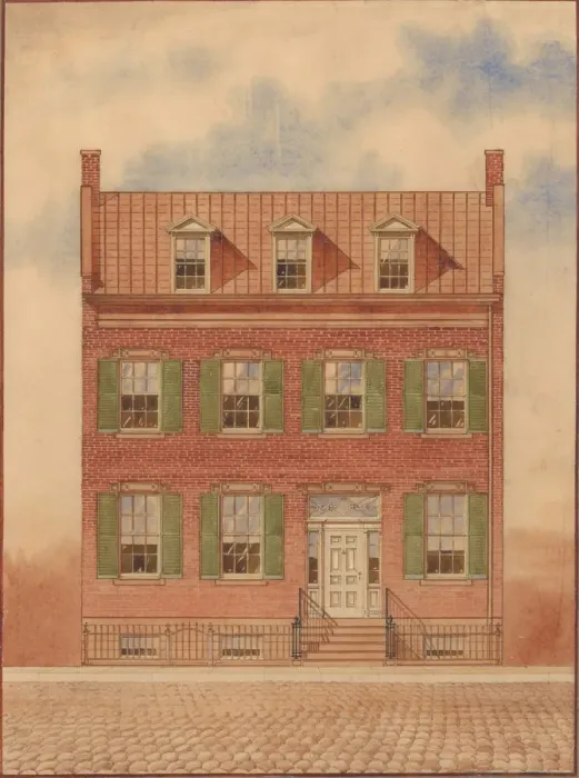 Framed Print : Architectural Drawing of an Early Nineteenth-Century Brick House, New York Framed Print : Architectural Drawing of an Early Nineteenth-Century Brick House, New York