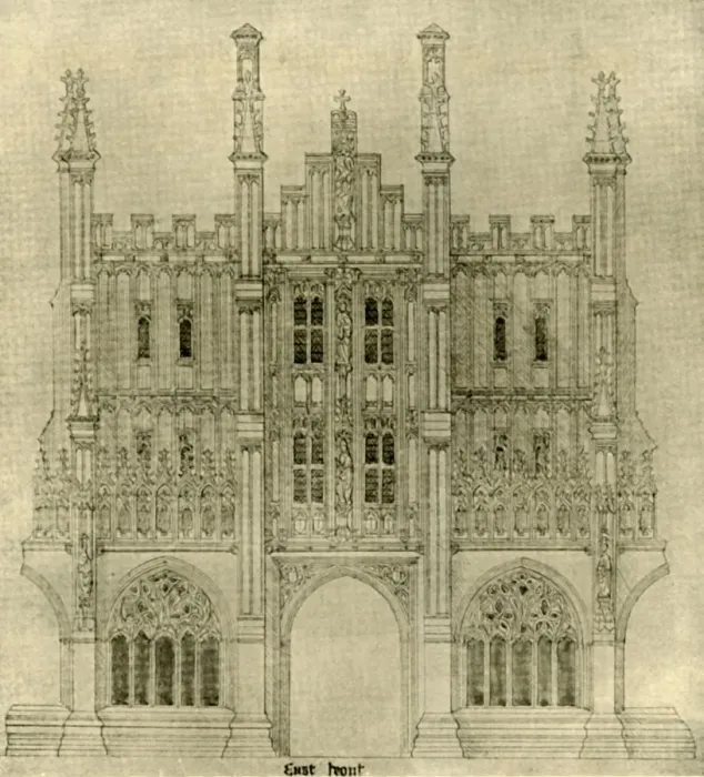 Framed Print : Architectural drawing: East front, 1833-1834, (1906). Creator: AWN Pugin Framed Print : Architectural drawing: East front, 1833-1834, (1906). Creator: AWN Pugin