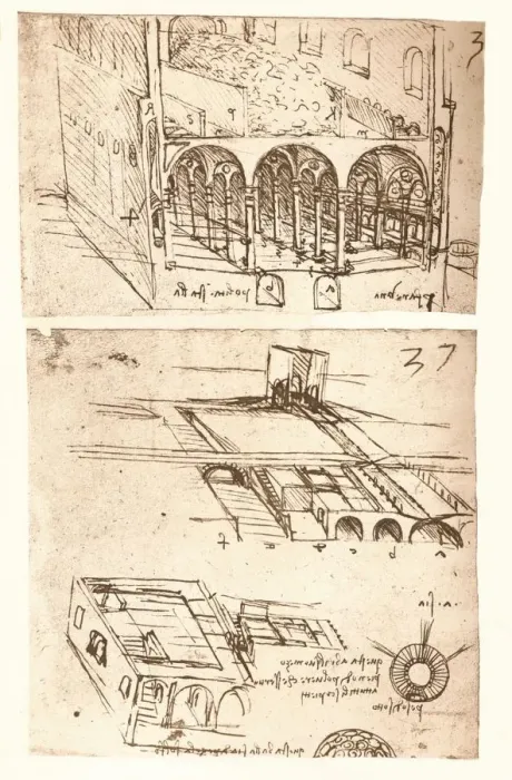 Framed Print : Two architectural drawings, c1472-c1519 (1883). Artist: Leonardo da Vinci Framed Print : Two architectural drawings, c1472-c1519 (1883). Artist: Leonardo da Vinci