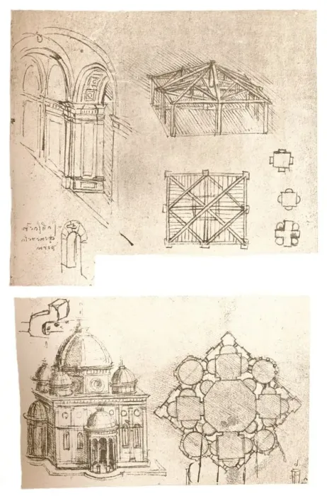 Framed Print : Two architectural drawings, c1472-c1519 (1883). Artist: Leonardo da Vinci Framed Print : Two architectural drawings, c1472-c1519 (1883). Artist: Leonardo da Vinci