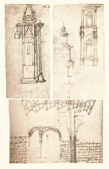 Framed Print : Three architectural drawings, c1472-c1519 (1883). Artist: Leonardo da Vinci Framed Print : Three architectural drawings, c1472-c1519 (1883). Artist: Leonardo da Vinci