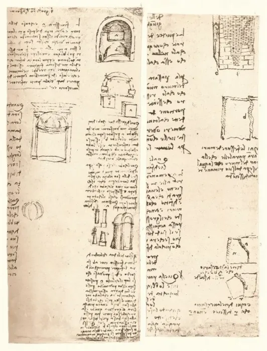 Framed Print : Two architectural drawings, c1472-c1519 (1883). Artist: Leonardo da Vinci Framed Print : Two architectural drawings, c1472-c1519 (1883). Artist: Leonardo da Vinci