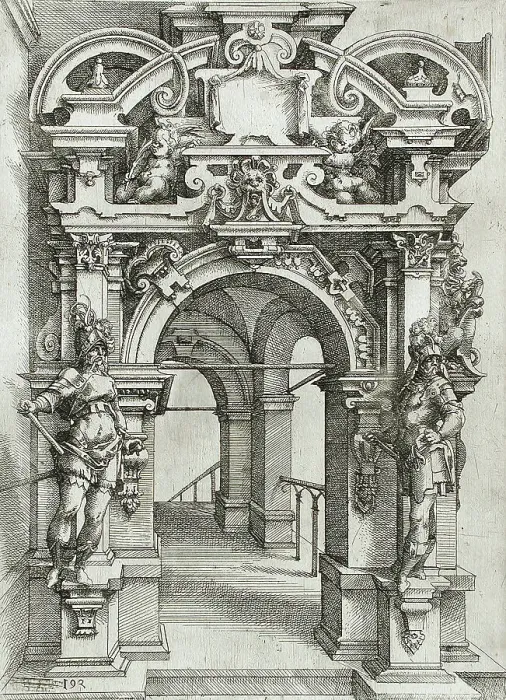 Framed Print : Architectural Fantasy, 1598. Creator: Wendel Dietterlin the Elder Framed Print : Architectural Fantasy, 1598. Creator: Wendel Dietterlin the Elder