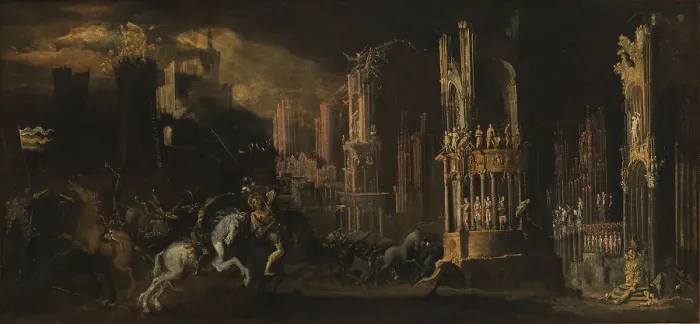 Framed Print : Architectural Fantasy with the Conversion of Saul (Saint Paul), 1620-1623. Creators: Francois de Nome, Didier Barra Framed Print : Architectural Fantasy with the Conversion of Saul (Saint Paul), 1620-1623. Creators: Francois de Nome, Didier Barra