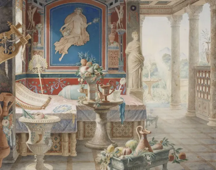 Framed Print : Architectural Fantasy in the Style of Pompeii, 1856 Framed Print : Architectural Fantasy in the Style of Pompeii, 1856