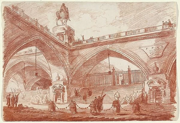 Architectural Fantasy with a Triumphal Bridge, c. 1760. Creator: Hubert Robert