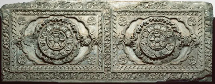 Framed Print : Architectural relief panel with floral design, , 18th century. Creator: Unknown Framed Print : Architectural relief panel with floral design, , 18th century. Creator: Unknown