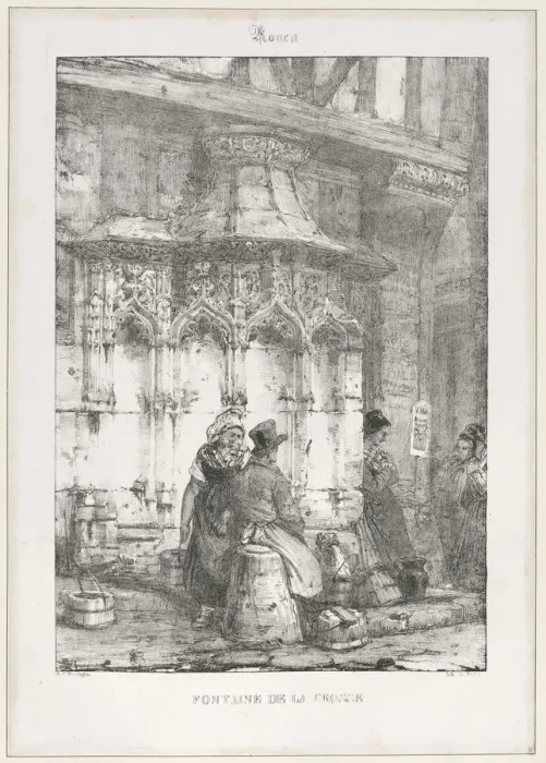 Framed Print : Architectural Remains and Fragments: Rouen - Fontaine de la Crosse, 1827. Creator Framed Print : Architectural Remains and Fragments: Rouen - Fontaine de la Crosse, 1827. Creator