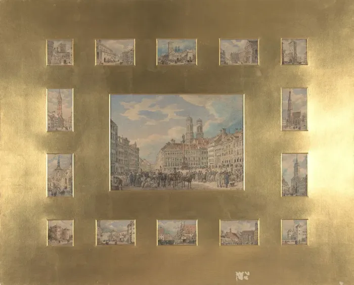 Framed Print : Fifteen Architectural Subjects: Views of Munich, 1835. Creator: Heinrich Adam Framed Print : Fifteen Architectural Subjects: Views of Munich, 1835. Creator: Heinrich Adam