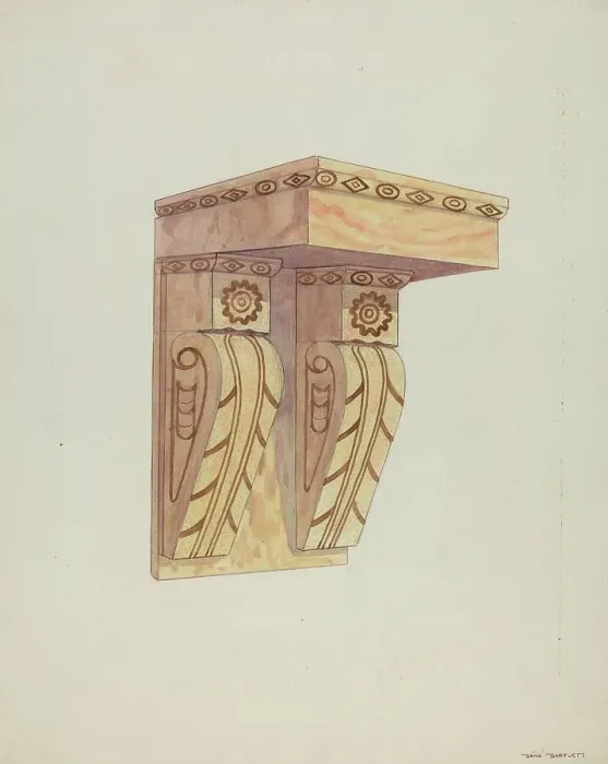 Framed Print : Architectural Detail (Wall Bracket), 1937. Creator: Dana Bartlett Framed Print : Architectural Detail (Wall Bracket), 1937. Creator: Dana Bartlett