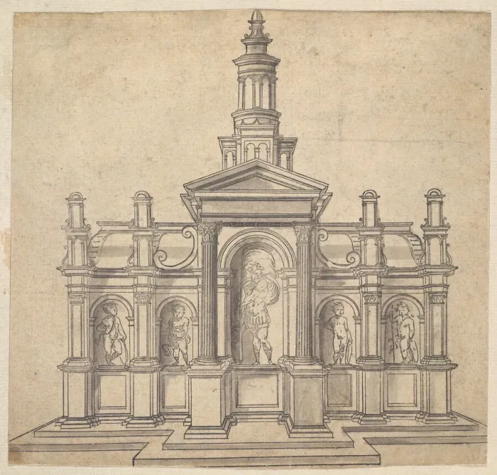 Framed Print : Architecturally-Shaped Tabernacle with a Saint and Four Putti, ca. 1530-49 Framed Print : Architecturally-Shaped Tabernacle with a Saint and Four Putti, ca. 1530-49