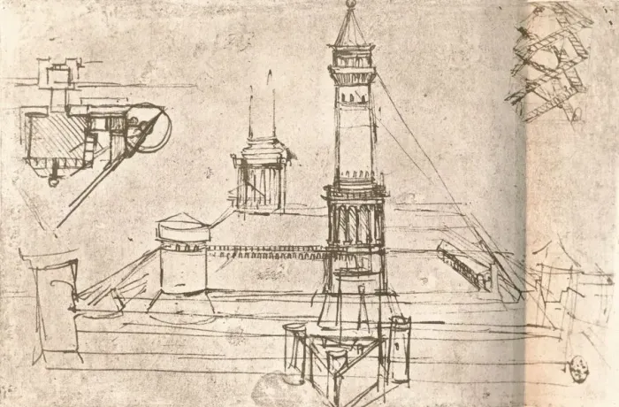 Framed Print : Architecture for castles, c1472-c1519 (1883). Artist: Leonardo da Vinci Framed Print : Architecture for castles, c1472-c1519 (1883). Artist: Leonardo da Vinci
