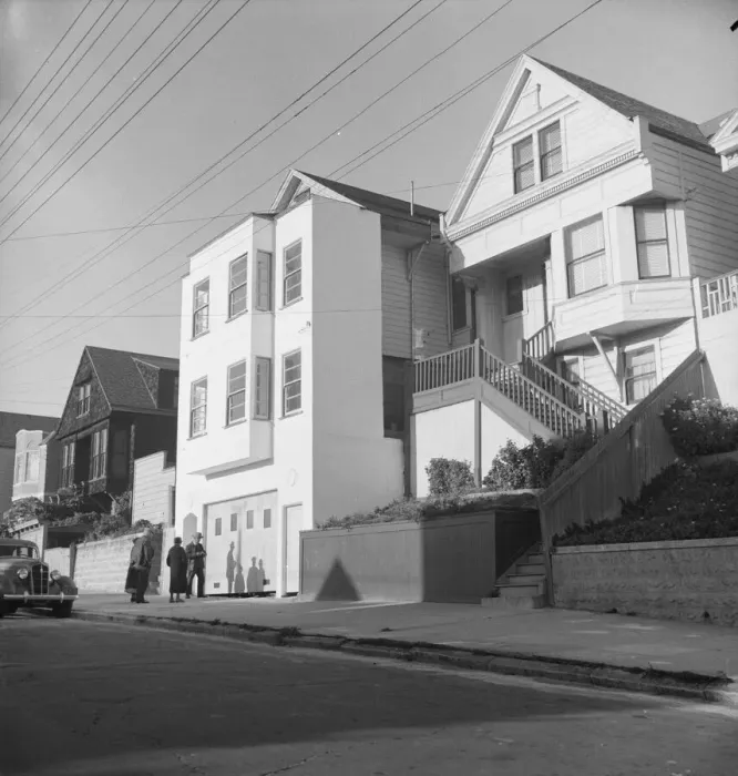 Framed Print : Architecture in the Potrero district, San Francisco, California, 1939. Creator: Dorothea Lange Framed Print : Architecture in the Potrero district, San Francisco, California, 1939. Creator: Dorothea Lange