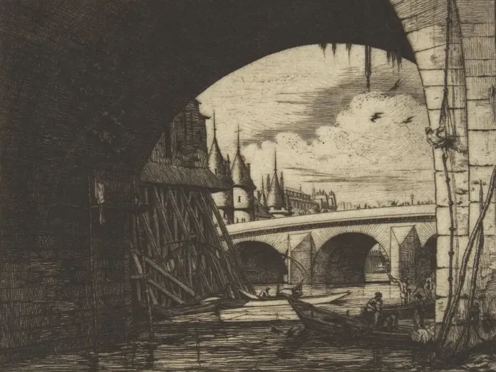 Framed Print : Archway, Pont Notre-Dame, Paris, 1853. Creator: Charles Meryon Framed Print : Archway, Pont Notre-Dame, Paris, 1853. Creator: Charles Meryon