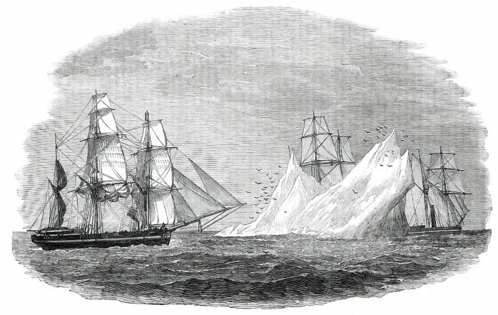 Framed Print : Arctic Expedition in Search of Sir John Franklin - First Iceberg Seen, June 3, 1850. Creator: Unknown Framed Print : Arctic Expedition in Search of Sir John Franklin - First Iceberg Seen, June 3, 1850. Creator: Unknown