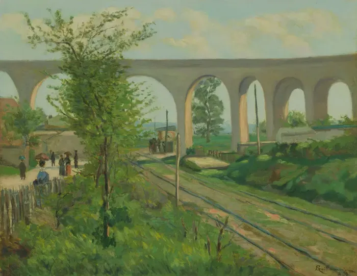 Framed Print : The Arcueil Aqueduct at Sceaux Railroad Crossing, 1874. Creator: Armand Guillaumin Framed Print : The Arcueil Aqueduct at Sceaux Railroad Crossing, 1874. Creator: Armand Guillaumin