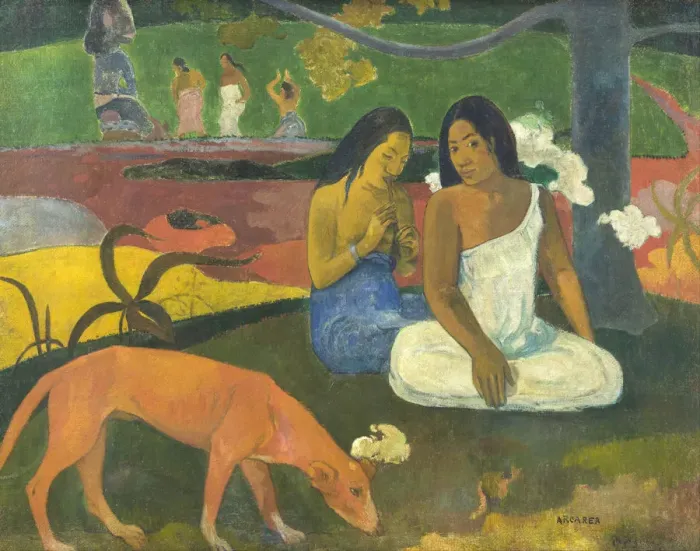 Framed Print : Arearea (Jokes), 1892. Artist: Gauguin, Paul Eugene Henri (1848-1903) Framed Print : Arearea (Jokes), 1892. Artist: Gauguin, Paul Eugene Henri (1848-1903)