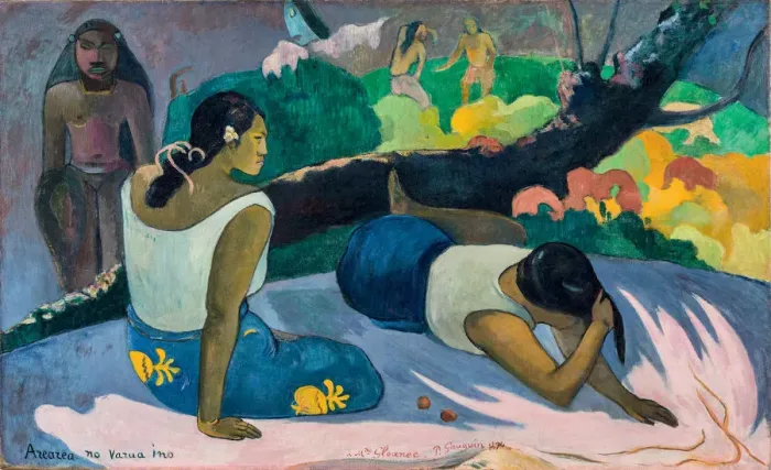 Framed Print : Arearea no Varua ino (Words of the Devil or Reclining Tahitian Women) Framed Print : Arearea no Varua ino (Words of the Devil or Reclining Tahitian Women)