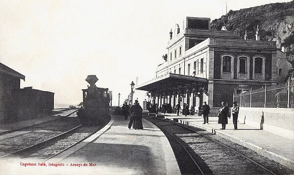 Arenys de Mar station, village in the coast of Barcelona, 1910