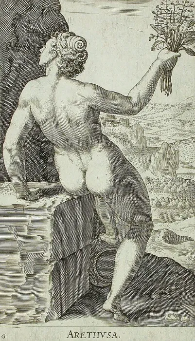 Framed Print : Arethusa, 1587. Creator: Philip Galle Framed Print : Arethusa, 1587. Creator: Philip Galle