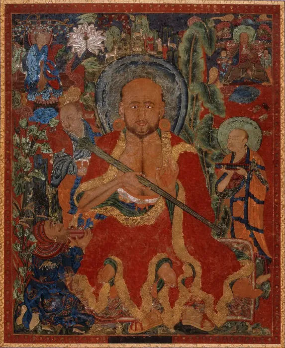 Framed Print : Arhat Chudapanthaka (?) with Attendants, c14th century. Creator: Anon Framed Print : Arhat Chudapanthaka (?) with Attendants, c14th century. Creator: Anon
