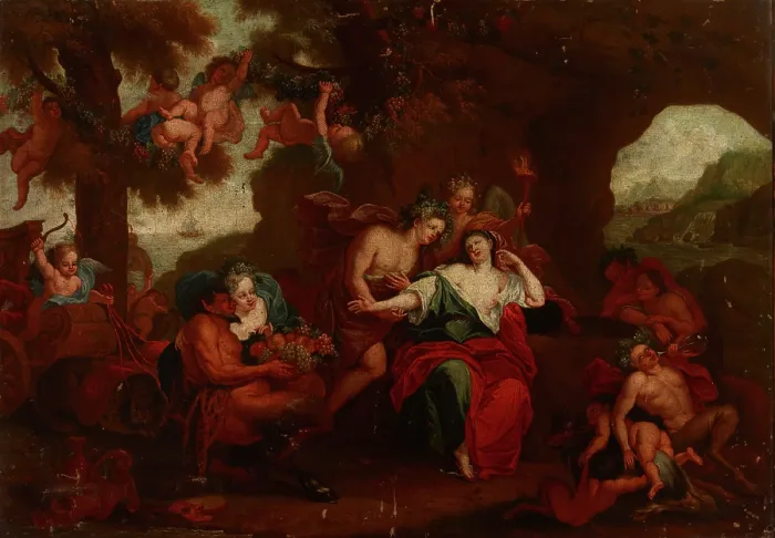 Framed Print : Ariadne and Bacchus on the Island of Naxos, 18th century. Creator: Unknown Framed Print : Ariadne and Bacchus on the Island of Naxos, 18th century. Creator: Unknown