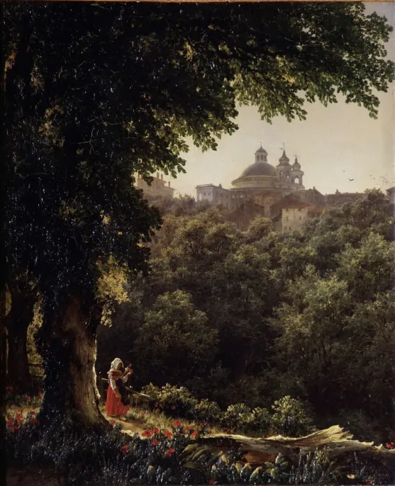 Framed Print : Ariccia near Rome, 1836. Artist: Lebedev, Mikhail Ivanovich (1811-1837) Framed Print : Ariccia near Rome, 1836. Artist: Lebedev, Mikhail Ivanovich (1811-1837)
