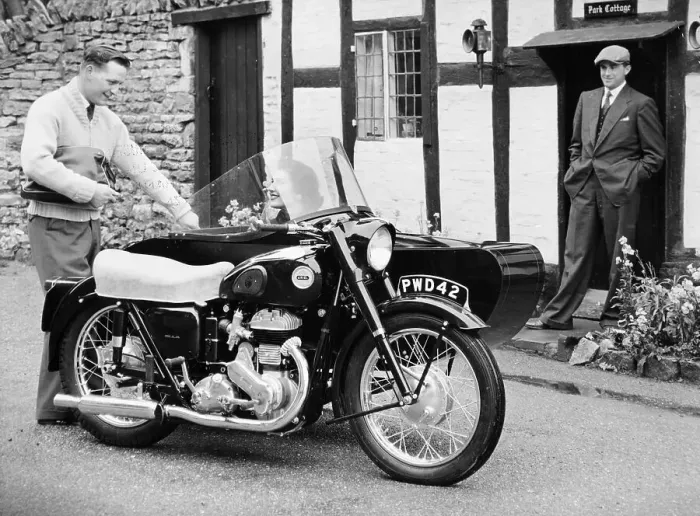 Framed Print : An Ariel VB 600cc with a sidecar, 1956 Framed Print : An Ariel VB 600cc with a sidecar, 1956