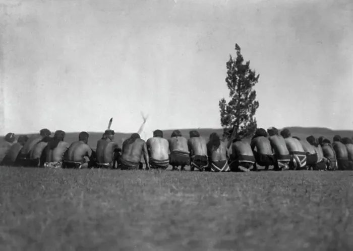Framed Print : Arikara medicine fraternity-The prayer, c1908. Creator: Edward Sheriff Curtis Framed Print : Arikara medicine fraternity-The prayer, c1908. Creator: Edward Sheriff Curtis