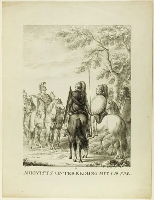 Framed Print : Arioviste Unterredung mit Caezar, 1808. Creator: Johann Michael Mettenleiter Framed Print : Arioviste Unterredung mit Caezar, 1808. Creator: Johann Michael Mettenleiter