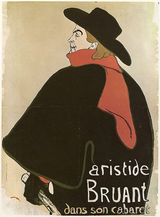 Framed Print : Aristide Bruant in His Cabaret, (Poster), 1893. Artist: Henri de Toulouse-Lautrec Framed Print : Aristide Bruant in His Cabaret, (Poster), 1893. Artist: Henri de Toulouse-Lautrec