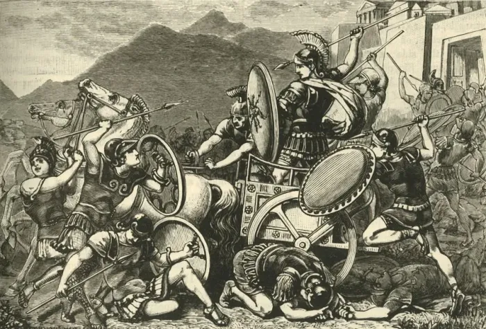 Framed Print : Aristomenes Fighting His Way Out of Eira, 1890. Creator: Unknown Framed Print : Aristomenes Fighting His Way Out of Eira, 1890. Creator: Unknown