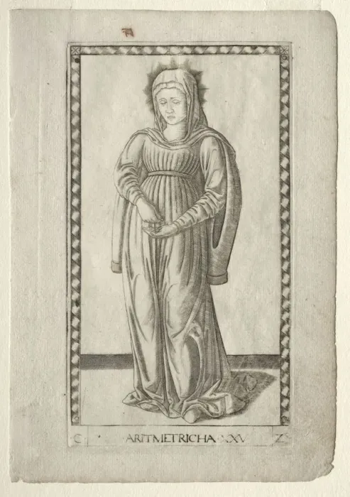 Framed Print : Arithmetic (from the Tarocchi, series C: Liberal Arts, #25), before 1467. Creator Framed Print : Arithmetic (from the Tarocchi, series C: Liberal Arts, #25), before 1467. Creator
