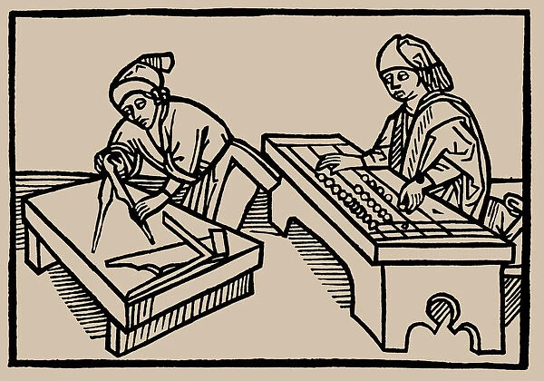 Arithmetic and Geometry. From Speculum Vitae Humanae by Rodericus Zamorensis, 1479