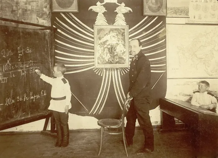 Framed Print : In the Arithmetic Lesson, 1909. Creator: Nikolai Georgievich Katanaev Framed Print : In the Arithmetic Lesson, 1909. Creator: Nikolai Georgievich Katanaev