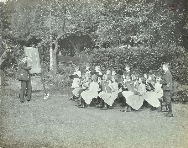 Arithmetic lesson in the garden, Birley House Open Air School, London, 1908