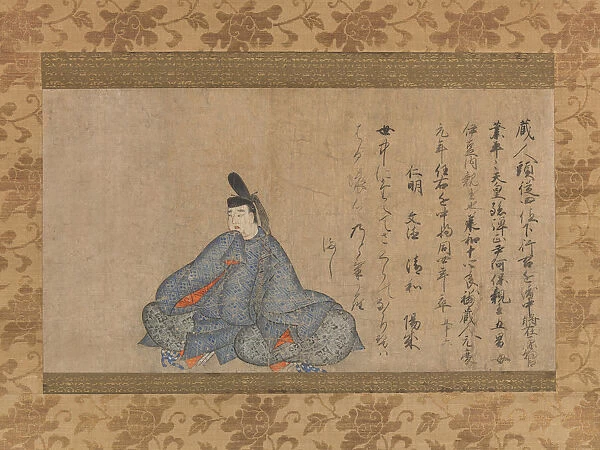 Ariwara Narihira (825-880)... Fujifusa version of Thirty-six Immortal Poets, 1st half 15th cent