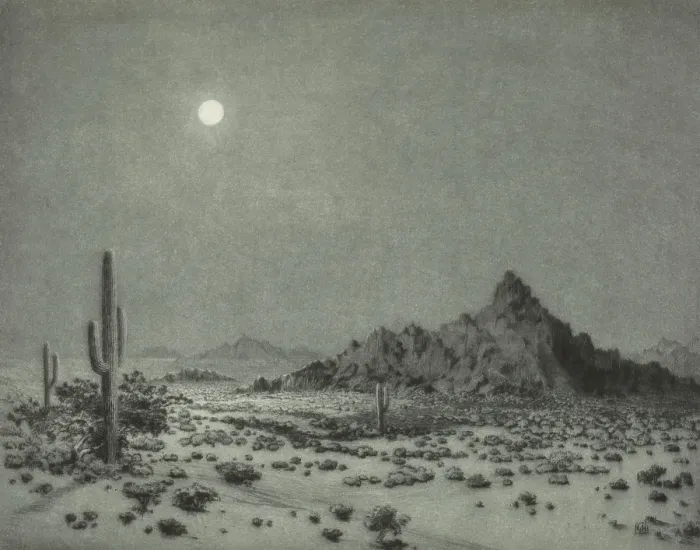 Framed Print : Arizona Night, 1930. Creator: George Elbert Burr Framed Print : Arizona Night, 1930. Creator: George Elbert Burr