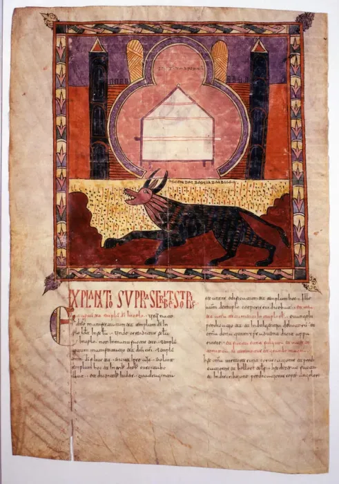 Framed Print : The Ark of the Covenant and the Beast, Miniature in the Beatus of Seu d Urgell Framed Print : The Ark of the Covenant and the Beast, Miniature in the Beatus of Seu d Urgell