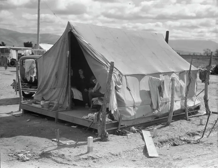 Framed Print : Arkansas family in California, 1936. Creator: Dorothea Lange Framed Print : Arkansas family in California, 1936. Creator: Dorothea Lange