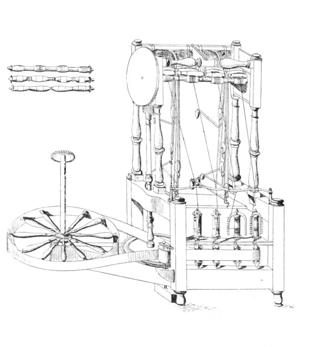 Framed Print : Arkwrights Spinning Jenny, 1769, 1769, (1904) Framed Print : Arkwrights Spinning Jenny, 1769, 1769, (1904)