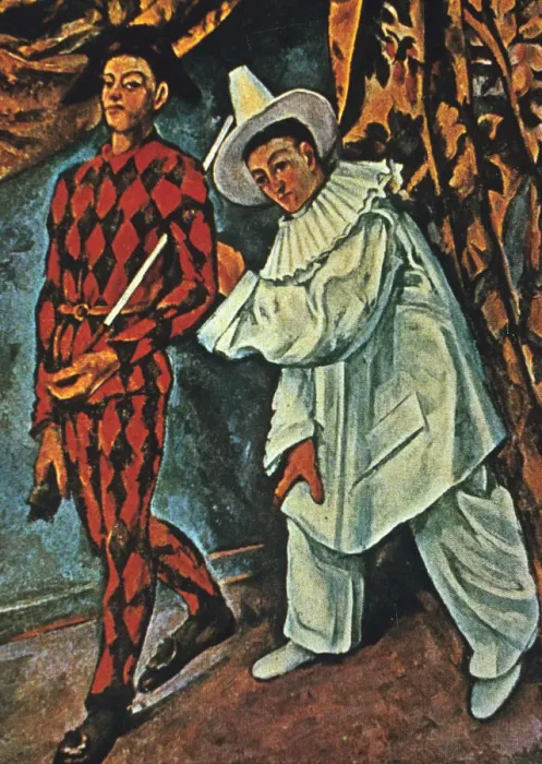 Framed Print : Arlequin et Pierrot, 1888. Artist: Paul Cezanne Framed Print : Arlequin et Pierrot, 1888. Artist: Paul Cezanne