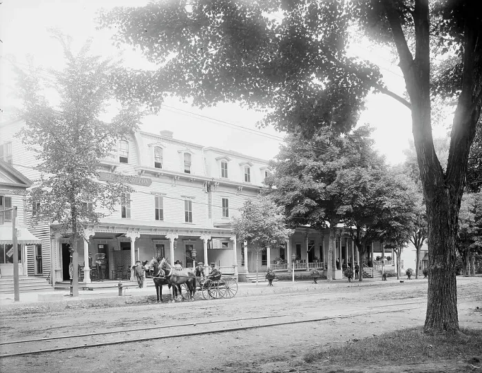 Framed Print : Arlington and Worden Hotels, Lake George, N.Y. The, c1904. Creator: Unknown Framed Print : Arlington and Worden Hotels, Lake George, N.Y. The, c1904. Creator: Unknown