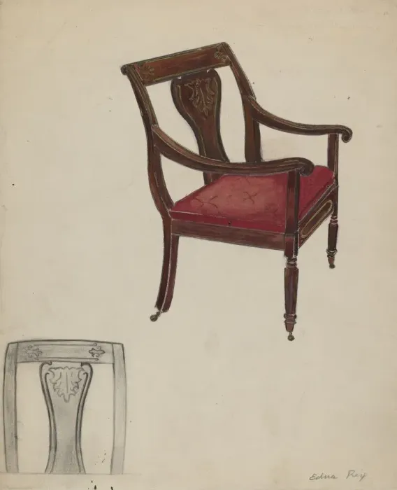 Framed Print : Arm Chair, 1935 / 1942. Creator: Edna C. Rex Framed Print : Arm Chair, 1935 / 1942. Creator: Edna C. Rex