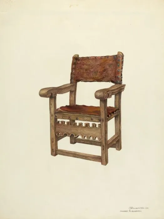 Framed Print : Arm Chair (Ecclesiastical), 1937 / 1940. Creator: Gerald Transpota Framed Print : Arm Chair (Ecclesiastical), 1937 / 1940. Creator: Gerald Transpota